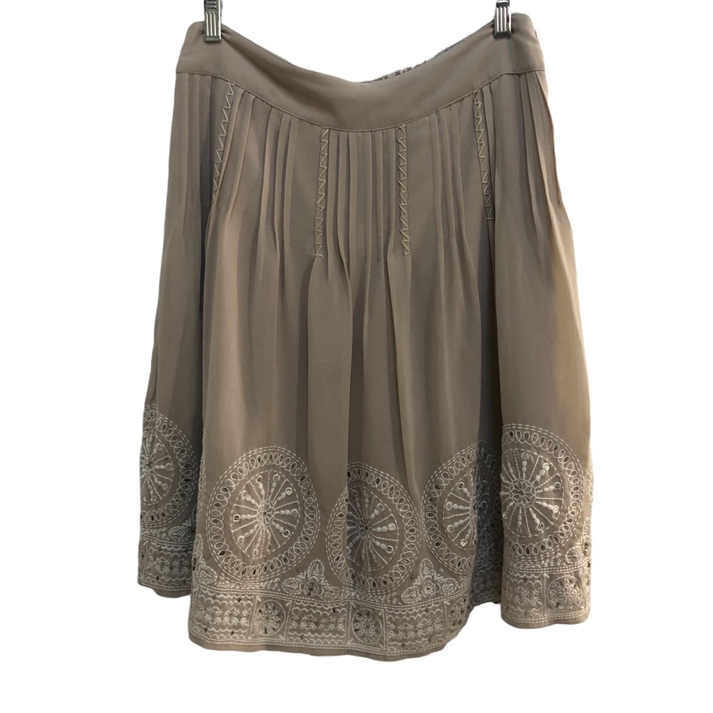 Chico’s Sequin fancy embroidered skirt,Pinenut, 0.5